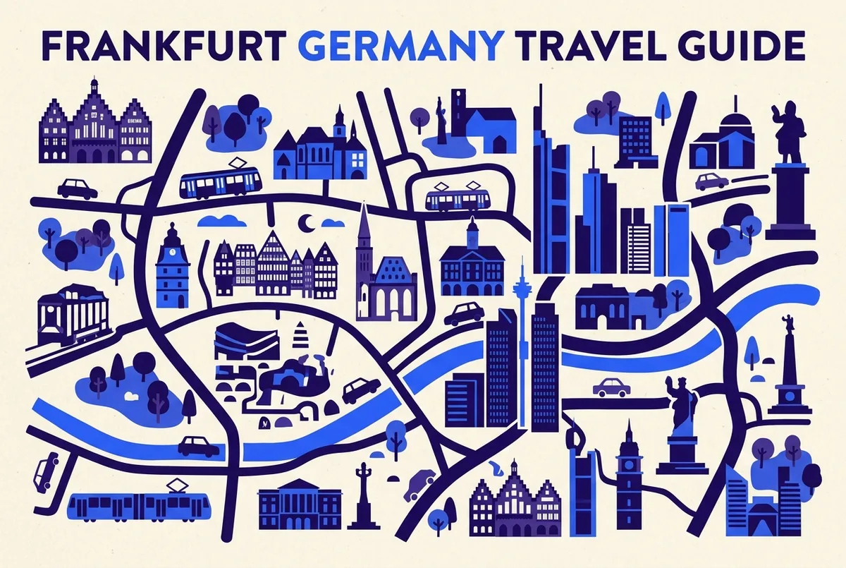 illustrated map of Frankfurt highlights for Best Time of Year to Visit Frankfurt, best time to visit frankfurt