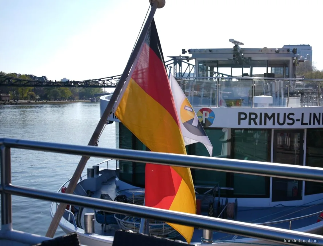 Frankfurt skyline view from the Main River sightseeing cruise boat