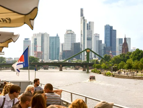 Frankfurt Cathedral seen from the panorama boat cruise on the Main River