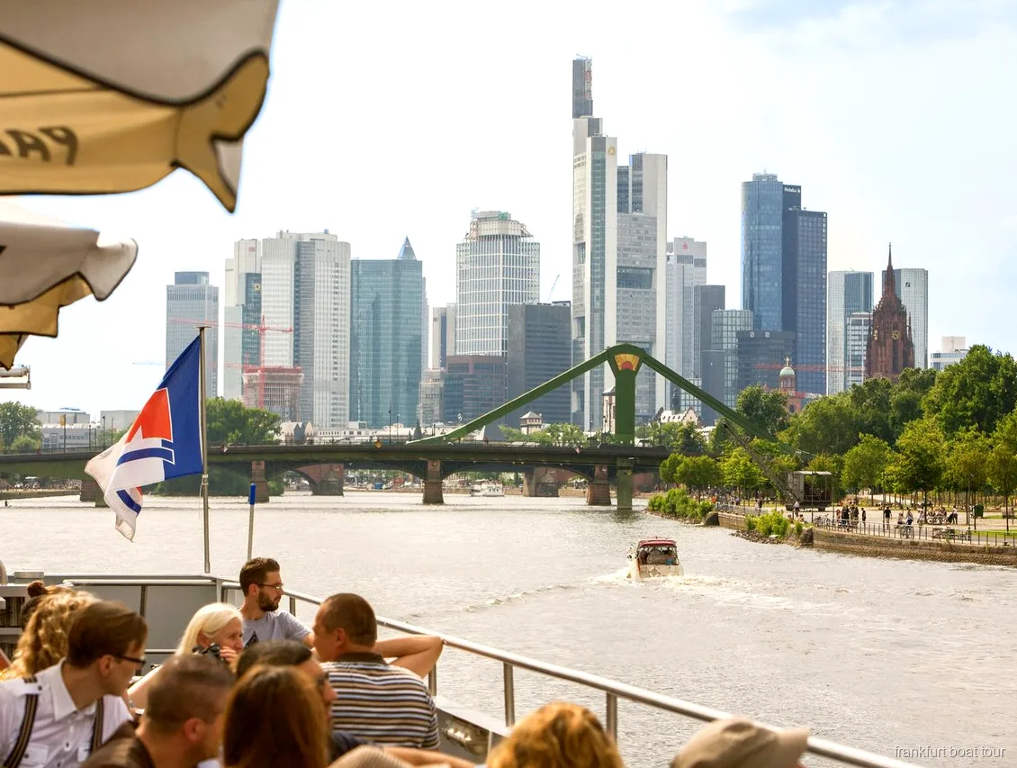 Frankfurt Cathedral seen from the panorama boat cruise on the Main River