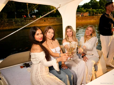 Bow sunbathing area on the private Frankfurt boat tour with up to 10 guests